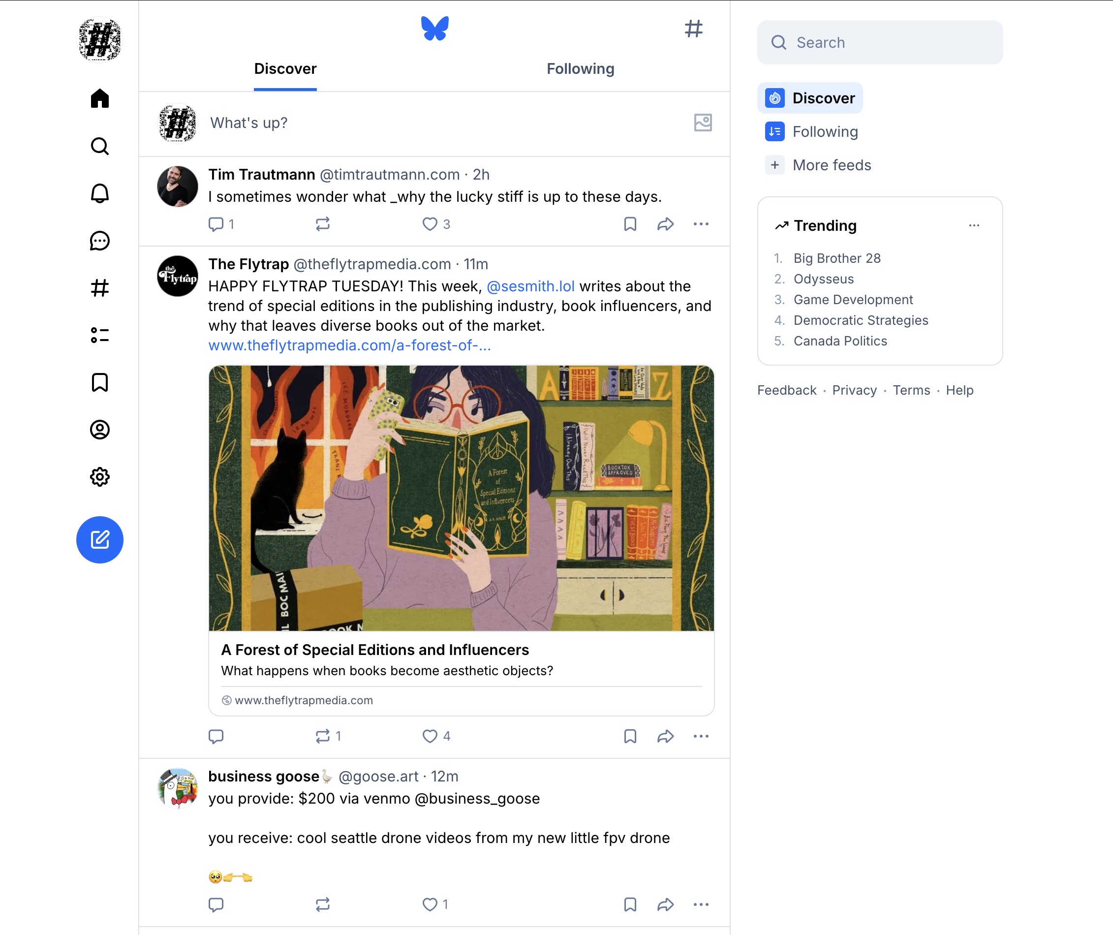 The Bluesky profile of octothorpes protocol
